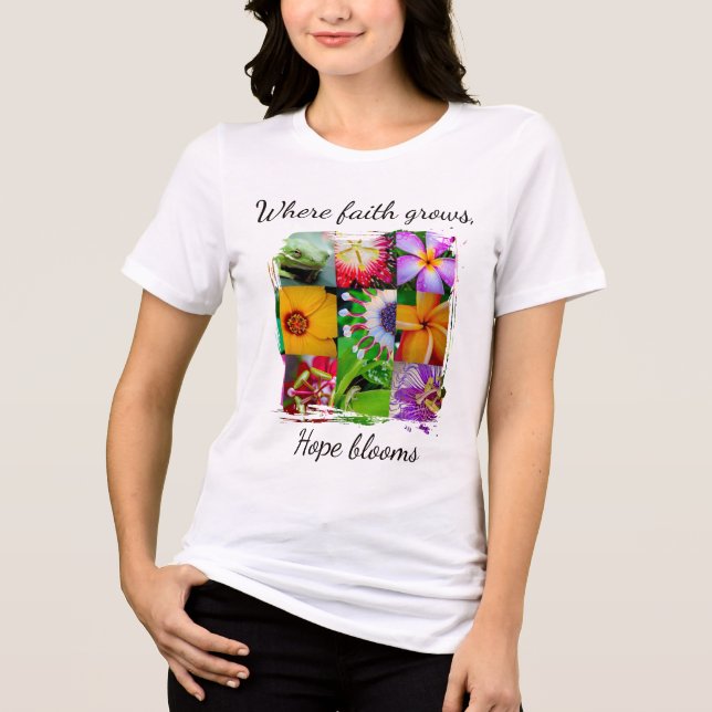Christlicher Glaube wächst Blumen Collage Hoffnung Tri-Blend Shirt (Vorderseite)