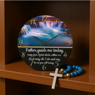 Christlicher Glaubenssatz mit Vater, führe mich Große Wanduhr