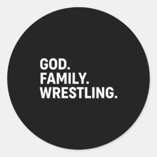Christlicher Gott. Familie. Wrestling. - Glaube Fa Runder Aufkleber
