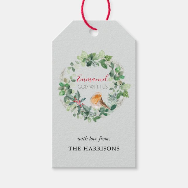 Christlicher Gott mit unserem Weihnachtskranz Eleg Geschenkanhänger (Vorderseite)