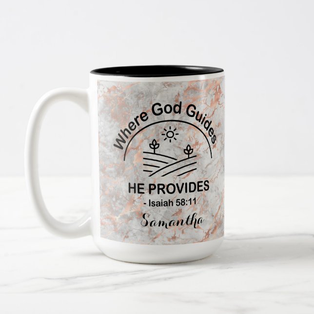 Christlicher Graubeiger Marmor, in dem Gott die Fü Zweifarbige Tasse (Links)