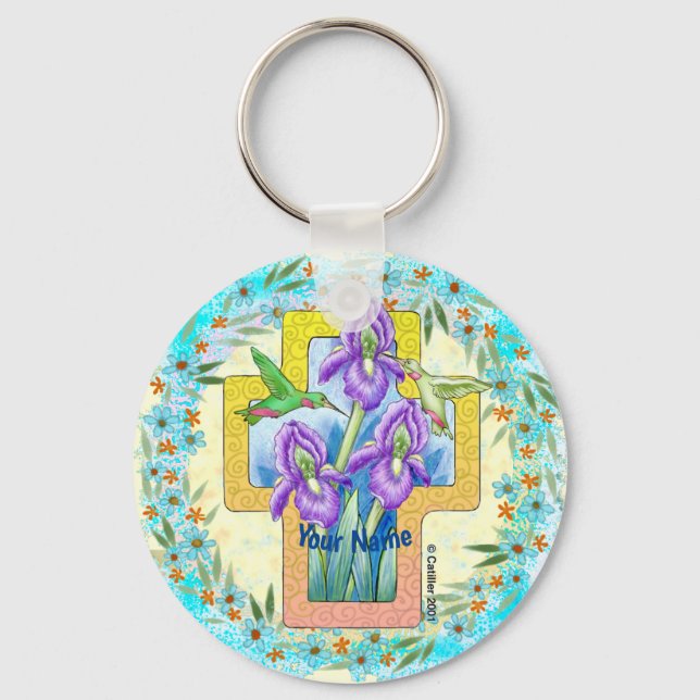 Christlicher Iris Cross Schlüsselanhänger (Vorderseite)