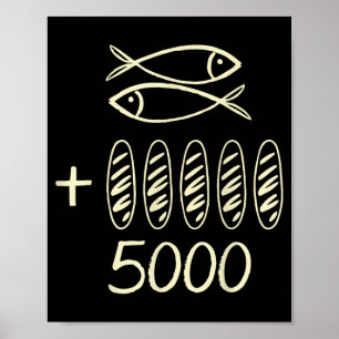 Christlicher Jesus 2 Fische 5 Brote speist 5000 Mä Poster