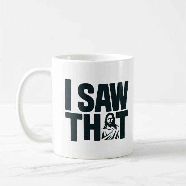 Christlicher Jesus beobachtet dich, Jesus, ich hab Kaffeetasse (Links)