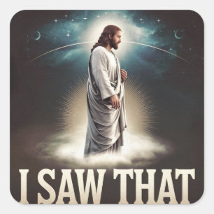 Christlicher Jesus beobachtet dich, Jesus, ich hab Quadratischer Aufkleber