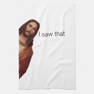 Christlicher Jesus beobachtet dich, Jesus ich sah  Geschirrtuch
