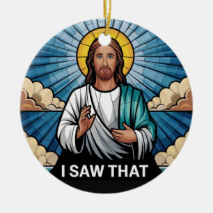 Christlicher Jesus beobachtet dich, Jesus ich sah  Keramik Ornament