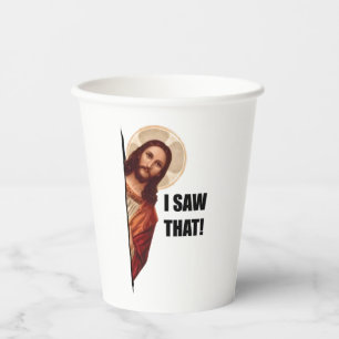 Christlicher Jesus beobachtet dich, Jesus ich sah  Pappbecher
