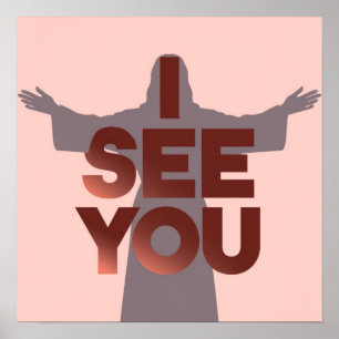 Christlicher Jesus beobachtet dich, Jesus ich sehe Poster