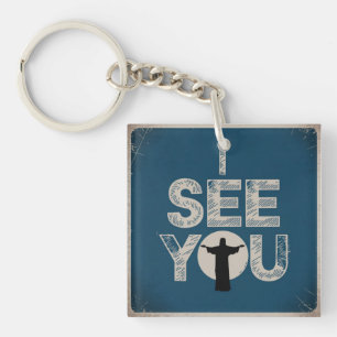 Christlicher Jesus beobachtet dich, Jesus ich sehe Schlüsselanhänger