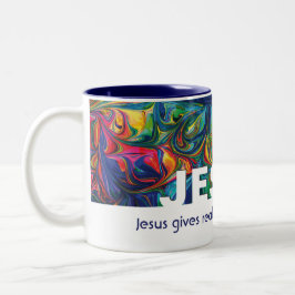 Christlicher JESUS bringt echte Friedensgewohnheit Zweifarbige Tasse