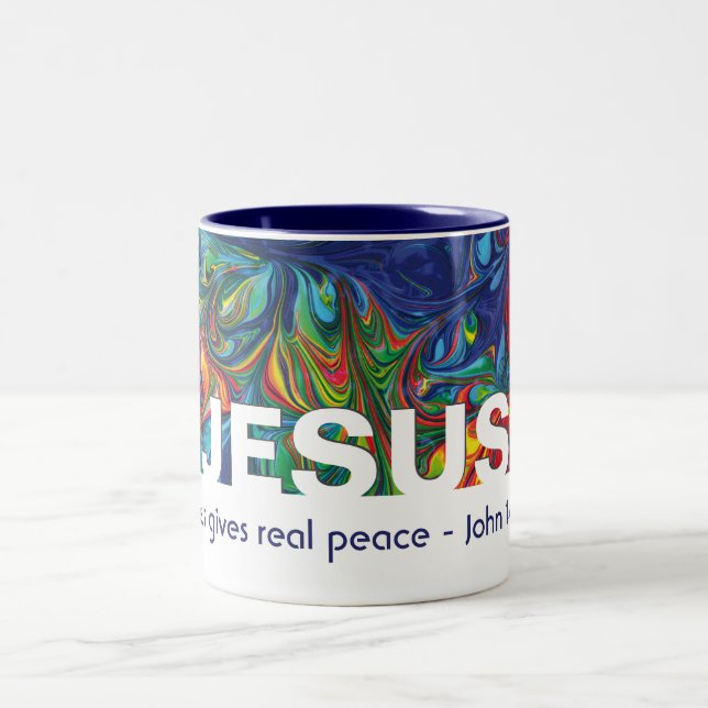Christlicher JESUS bringt echte Friedensgewohnheit Zweifarbige Tasse (Mittel)