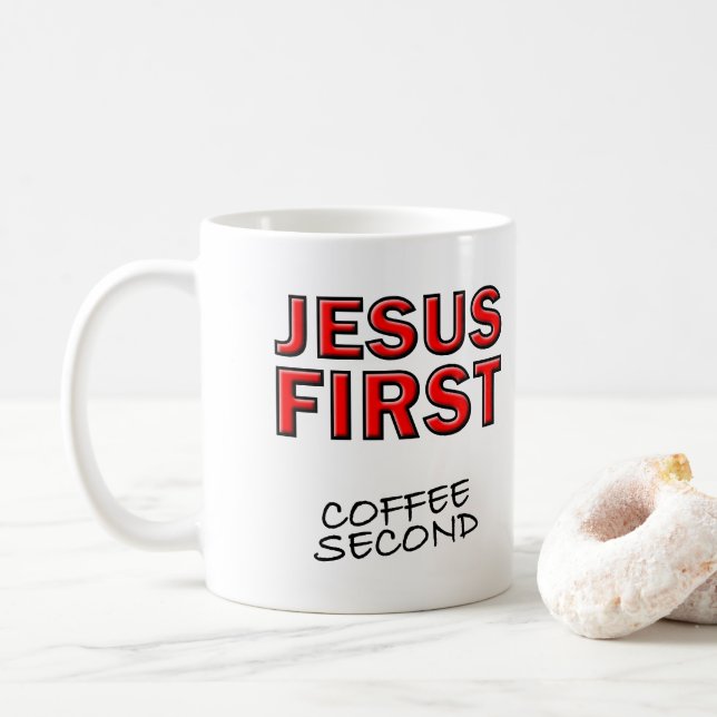 Christlicher Jesus Erster Kaffee Tasse (Mit Donut)