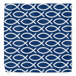 Christlicher Jesus Fish Pattern Blue Bandana Halstuch