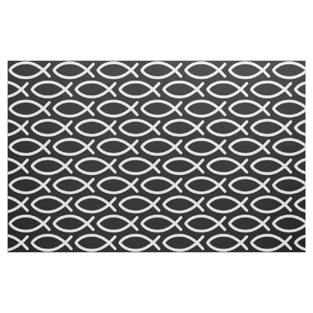 Christlicher Jesus Fish Pattern Schwarz  Stoff (Fat Quarter (45,7 x 55,9 cm))
