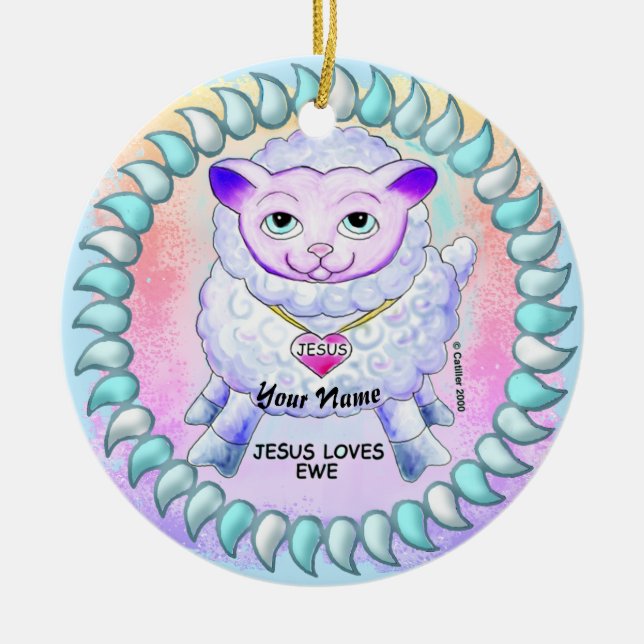 Christlicher Jesus liebt dich  Keramik Ornament (Vorne)