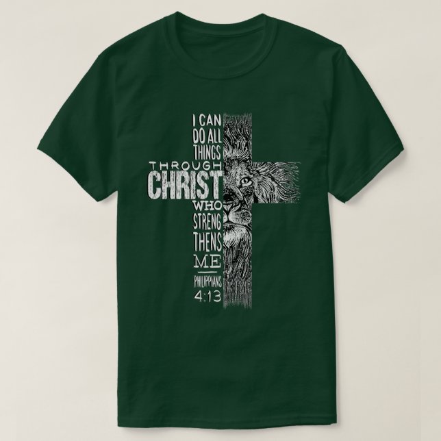 Christlicher Jesus Löwe des Stammes Judah Cross Li T-Shirt (Design vorne)
