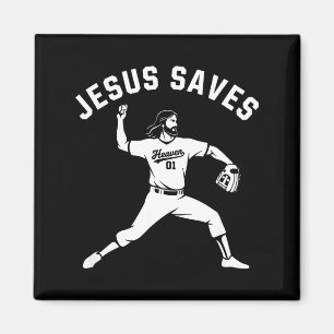 Christlicher Jesus rettet Baseball-Lehrer - Himmel Magnet