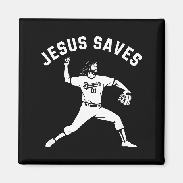 Christlicher Jesus rettet Baseball-Lehrer - Himmel Magnet (Vorne)