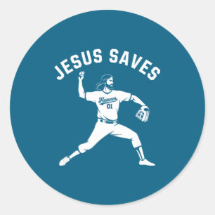 Christlicher Jesus rettet Baseball-Lehrer - Himmel Runder Aufkleber