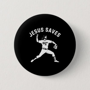 Christlicher Jesus Rettet Baseball Tcher - Himmel Button