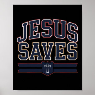 Christlicher Jesus rettet Bro Hockey Jugend Junge Poster