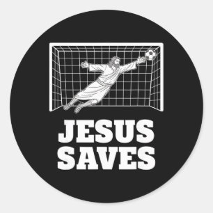 Christlicher Jesus rettet Fußballtorwart Glaube In Runder Aufkleber