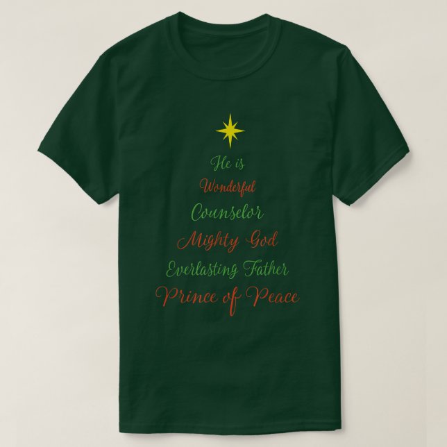 Christlicher Jesus Weihnachtsbaum-Schrift Isaiah B T-Shirt (Design vorne)