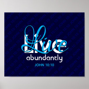 Christlicher JOHN 10:10 LEBEN ABUNDANTLY Blue Poster