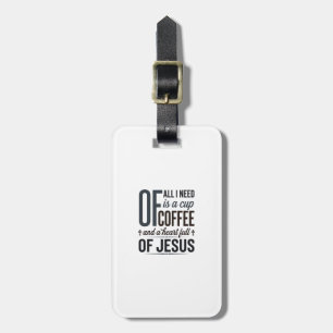 Christlicher Kaffee Jesus Zitat Vintage-Shirt-Desi Gepäckanhänger