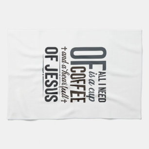 Christlicher Kaffee Jesus Zitat Vintage-Shirt-Desi Geschirrtuch