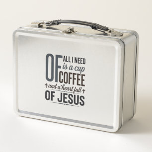 Christlicher Kaffee Jesus Zitat Vintage-Shirt-Desi Metall Brotdose