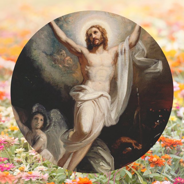 Christlicher katholischer Jesus Christus ist zu Os Runder Aufkleber (Religious Christian Catholic Resurrection of Jesus Christ is risen Easter Classic Round Sticker)