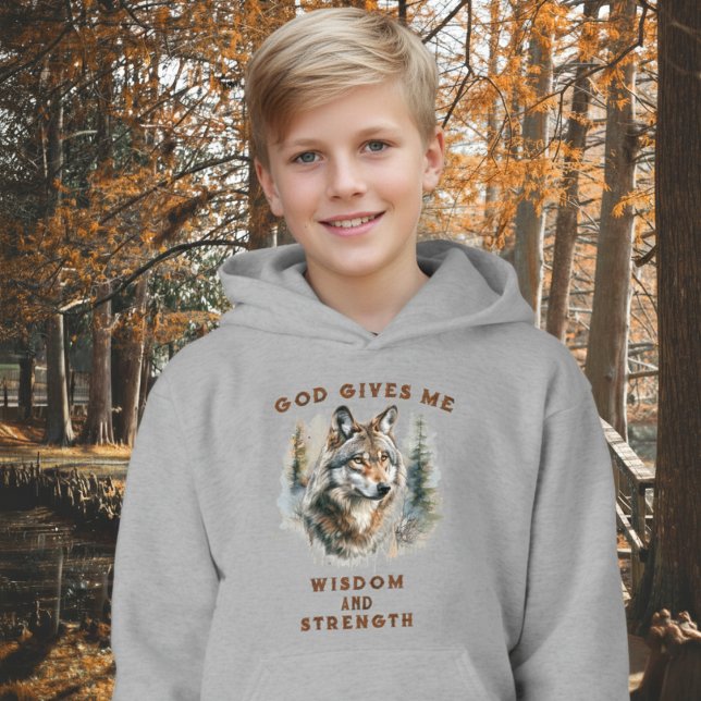 Christlicher Kinder Wolf der Stärke Hoodie (Von Creator hochgeladen)