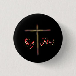 Christlicher König Jesus mit Kreuz Button