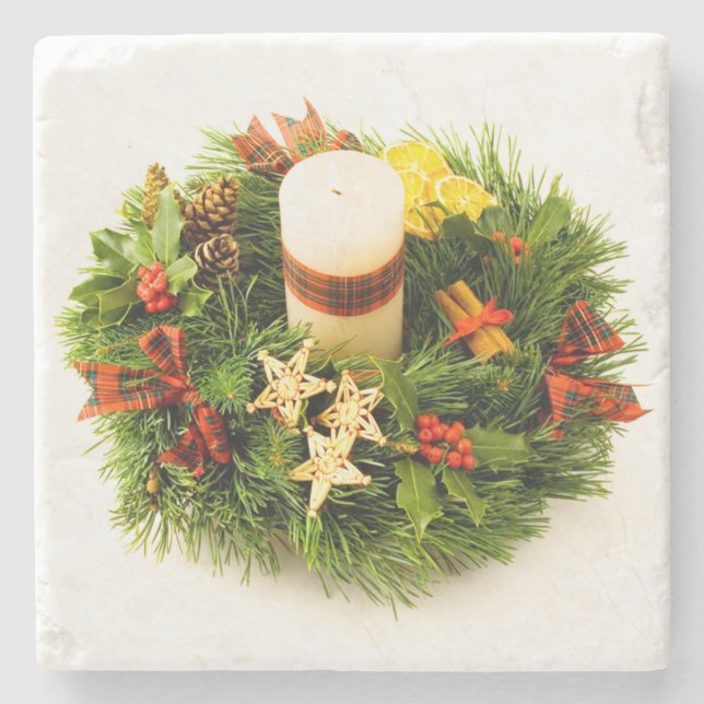Christlicher Kranzkerzenring Steinuntersetzer (Vorderseite)