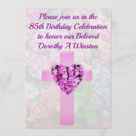 CHRISTLICHER KREUZ- UND FLORALISCHER 85. GEBURTSTA EINLADUNG