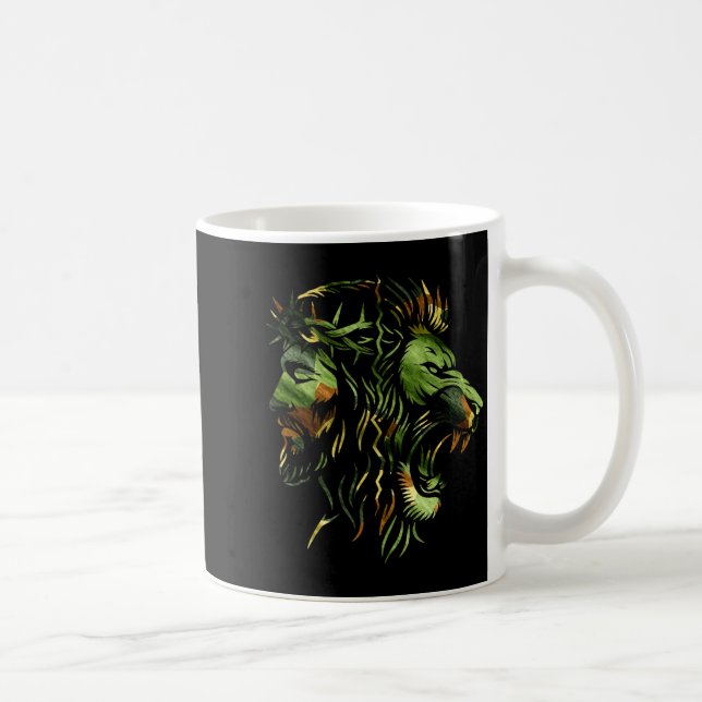 Christlicher Löwe Jesus Krone Camo Glauben Design  Kaffeetasse (Rechts)