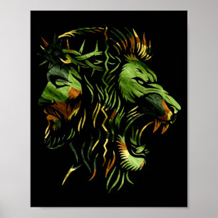 Christlicher Löwe Jesus Krone Camo Glauben Design  Poster