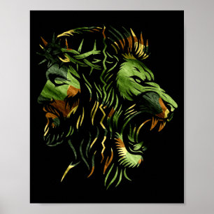 Christlicher Löwe Jesus Krone Camo Glauben Design  Poster