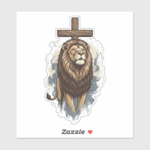 Christlicher Löwe und Kreuz Vintage Aufkleber