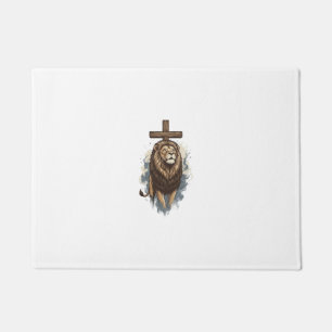 Christlicher Löwe und Kreuz Vintage Fußmatte