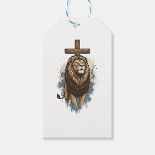 Christlicher Löwe und Kreuz Vintage Geschenkanhänger