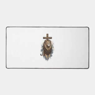 Christlicher Löwe und Kreuz Vintage Schreibtischunterlage