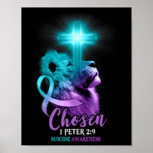 Christlicher Löwenkreuz Religiöse Bibelverse Selbs Poster