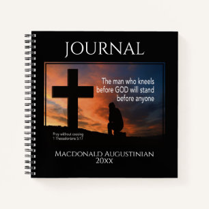 Christlicher MANN, DER VOR GOTTES GEBEN KNELT Notizbuch