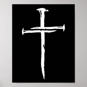 Christlicher Minimalist Drei Nägel Kreuz Religiös Poster