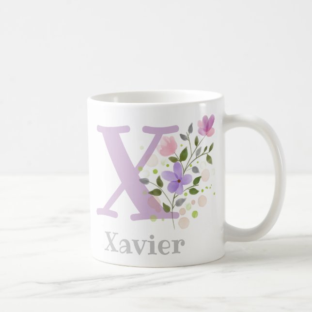 Christlicher Name und erstes Blumendesign Kaffeetasse (Rechts)