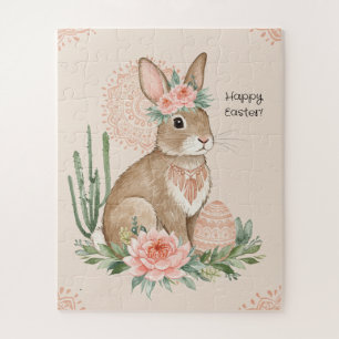 Christlicher Osterhase Boho Pastell Puzzle