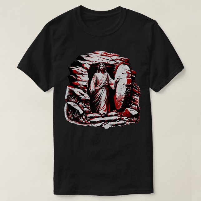 Christlicher OsterJesus Risen von Grave Church Scr T-Shirt (Design vorne)